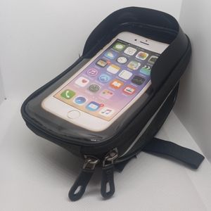 Black Reflective Waterproof Bike Phone Mount With Storage Compartment